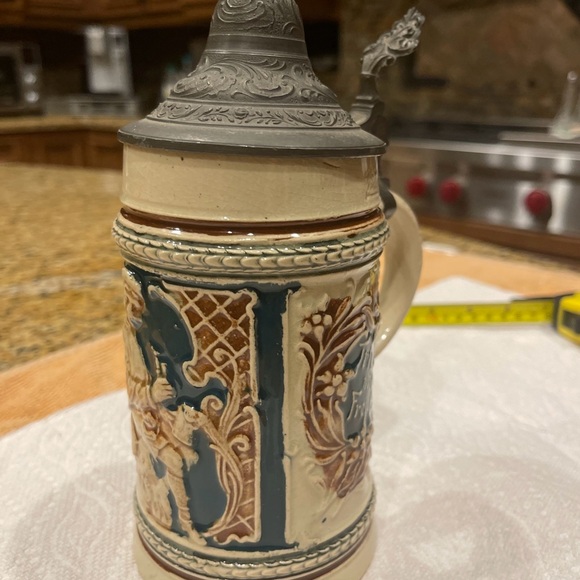 German ceramic beer stein w/ pewter lid. Made in Germany numbered #213 #440 - Picture 5 of 16